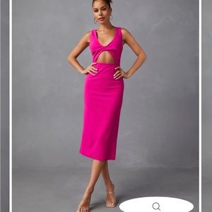 VICI TIMELESS BEAUTY CUTOUT MIDI DRESS - PINK